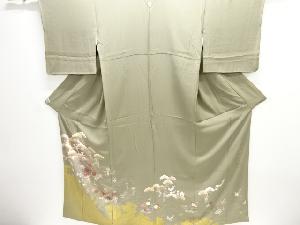 作家物　屋敷に草花模様五つ紋色留袖